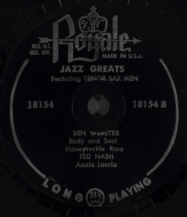 Various : Jazz Greats Featuring Tenor Sax Men (10", Comp, Gre)