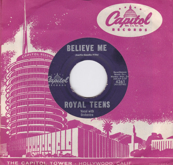 The Royal Teens : Believe Me / Little Cricket (7", Single)