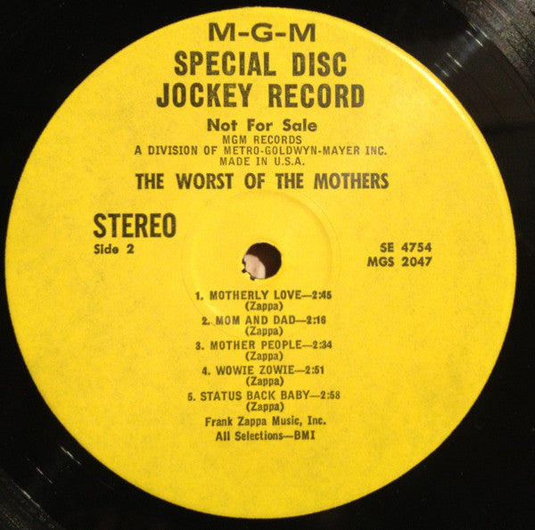 The Mothers : The Worst Of The Mothers (LP, Comp, Promo, Yel)