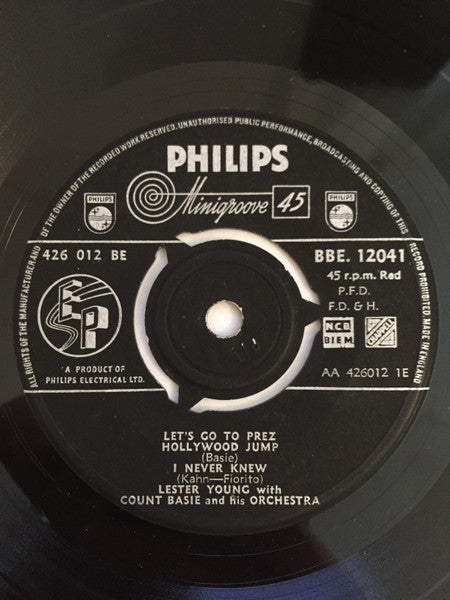 Lester Young With Count Basie Orchestra : Let's Go To Prez (7", EP, Mono)