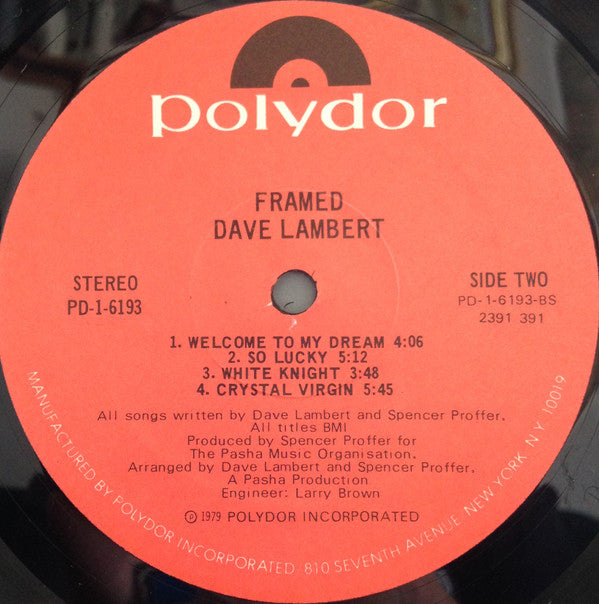 Dave Lambert (4) : Framed (LP, Album)