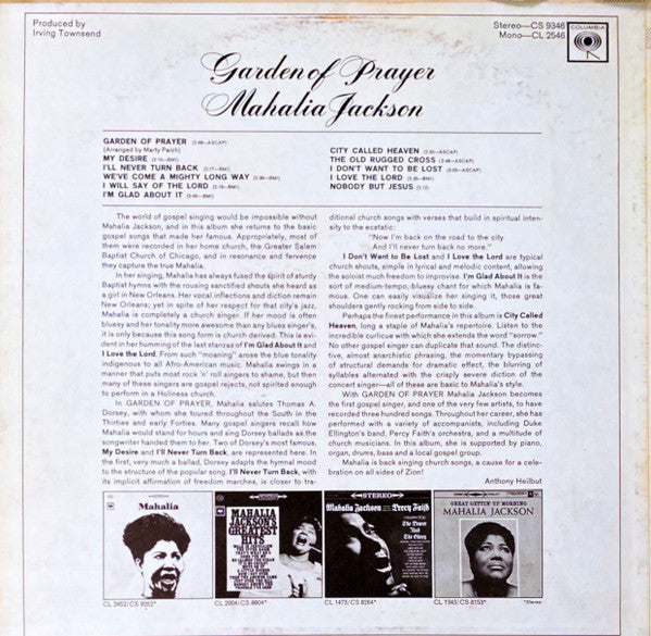 Mahalia Jackson : Garden Of Prayer (LP, Album, Mono)