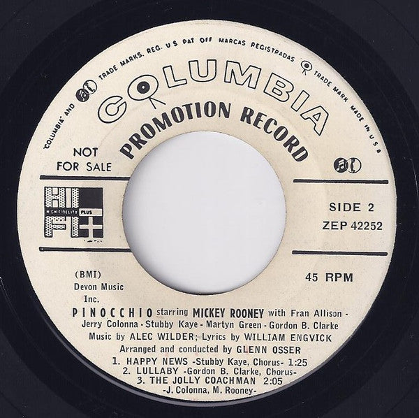 Mickey Rooney : Pinocchio's Song (7", EP, Promo)