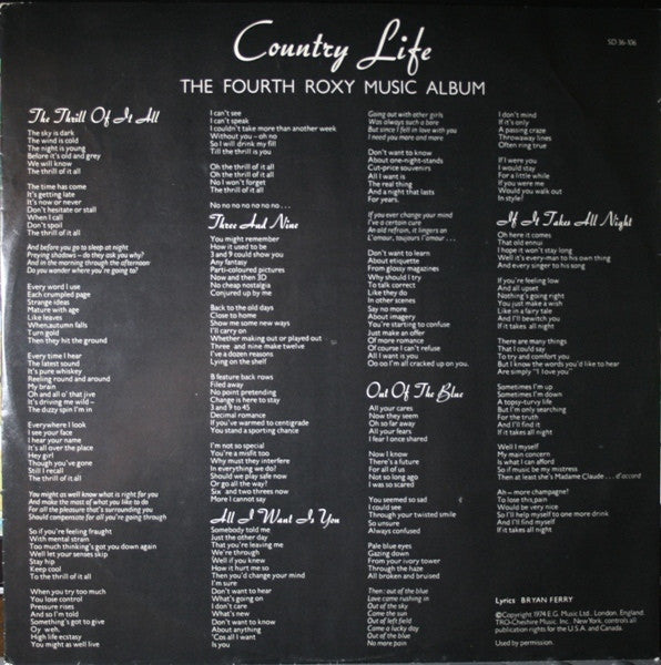 Roxy Music : Country Life (LP, Album, RE, Cen)