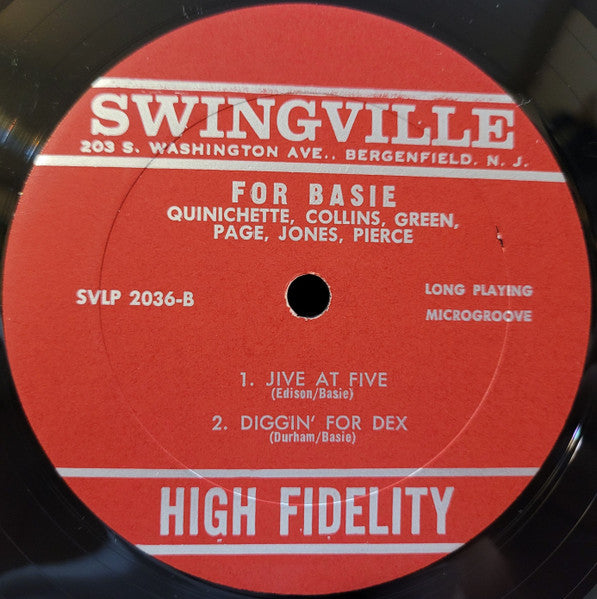Paul Quinichette, Jo Jones, Shad Collins, Nat Pierce, Walter Page, Freddie Green : For Basie (LP, Album, Mono, RE)
