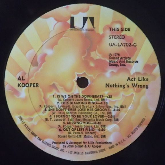Al Kooper : Act Like Nothing's Wrong (LP, Album, RE, All)