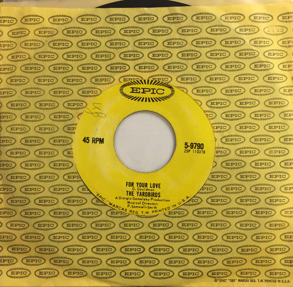 The Yardbirds : For Your Love (7", Single, Styrene)
