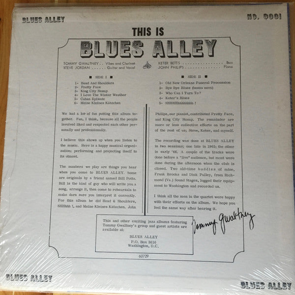 Tommy Gwaltney, Steve Jordan (3), Keter Betts, John Philips (5) : This Is Blues Alley (LP, Album)