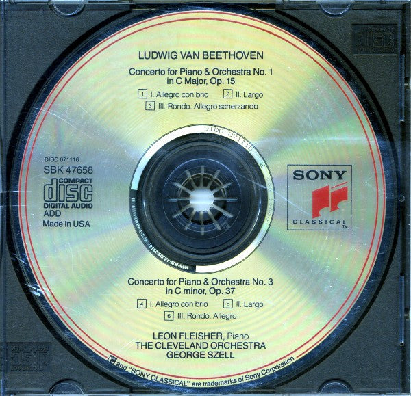 Ludwig van Beethoven - Leon Fleisher, The Cleveland Orchestra, George Szell : Piano Concertos No. 1 & No. 3 (CD, Comp, RM)