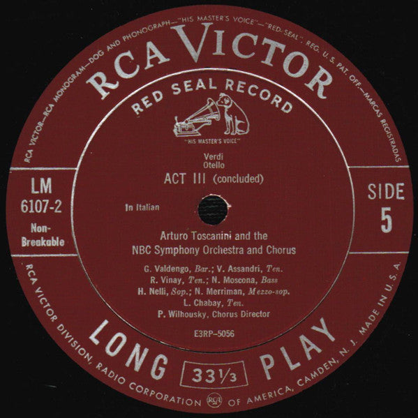 Verdi* - Toscanini* And The NBC Symphony Orchestra : Otello (3xLP, Mono + Box, Album)