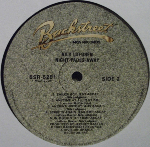 Nils Lofgren : Night Fades Away (LP, Album, Pin)