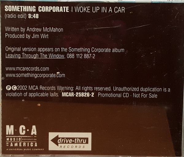 Something Corporate : I Woke Up In A Car (CD, Single, Promo)