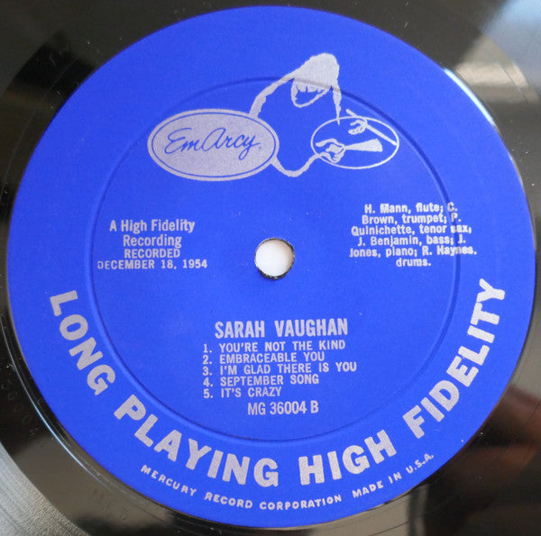 Sarah Vaughan : Sarah Vaughan (LP, Album, Mono, RP, Ind)