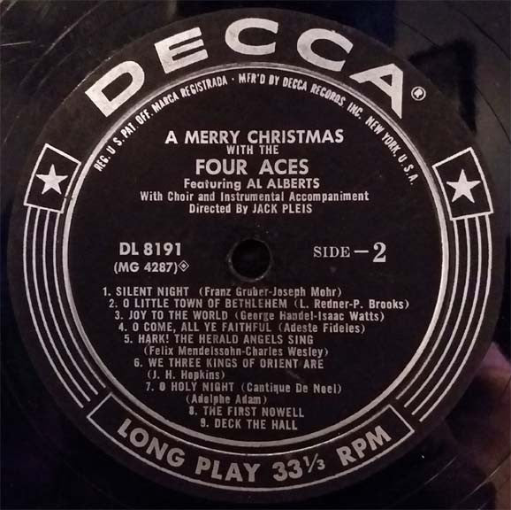 The Four Aces Featuring Al Alberts : A Merry Christmas With The Four Aces (LP, Album, Mono, Ric)