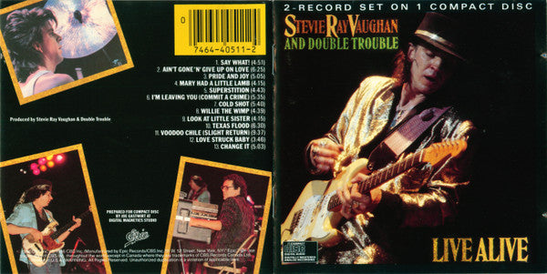 Stevie Ray Vaughan & Double Trouble : Live Alive (CD, Album, RE, Pit)