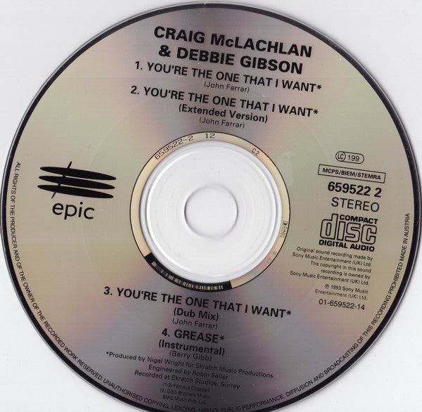 Craig McLachlan & Debbie Gibson : You're The One That I Want (CD, Maxi)