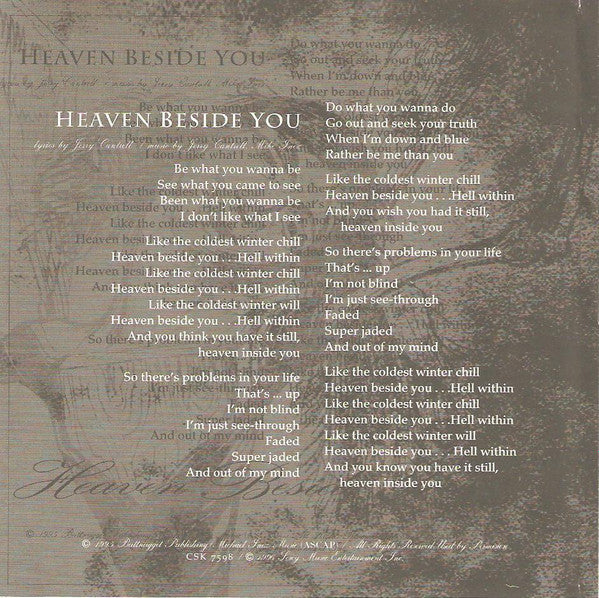 Alice In Chains : Heaven Beside You (CD, Single, Promo)
