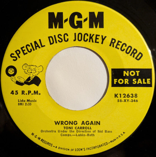 Toni Carroll : Dreamsville / Wrong Again (7", Single, Promo)