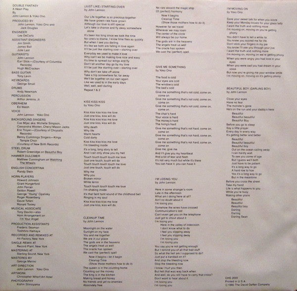 John Lennon & Yoko Ono : Double Fantasy (LP, Album, Jac)