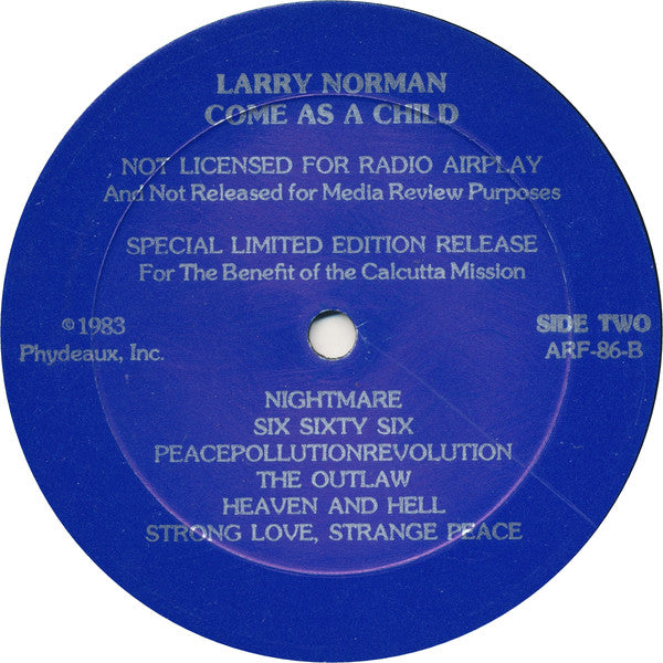 Larry Norman : Come As A Child (LP, Album, Ltd)