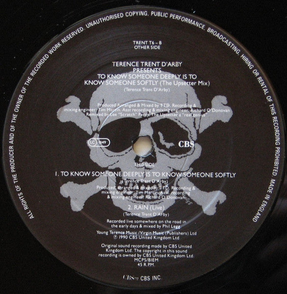 Terence Trent D'Arby : To Know Someone Deeply Is To Know Someone Softly (12")