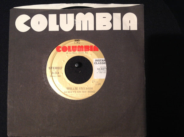 Willie Nelson : Always On My Mind / The Party's Over (7", Single, RE, Styrene, Car)