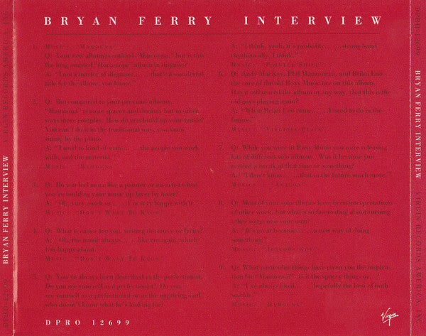 Bryan Ferry : Interview (CD, Promo, Transcription)