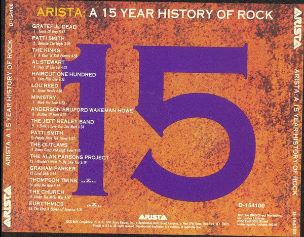 Various : Arista: A 15 Year History Of Rock (CD, Comp, Club, BMG)