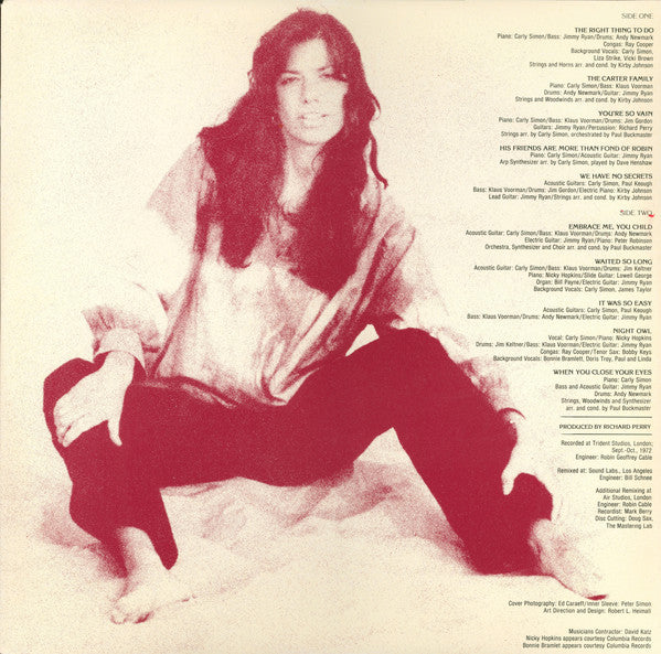 Carly Simon : No Secrets (LP, Album, RP, Ter)