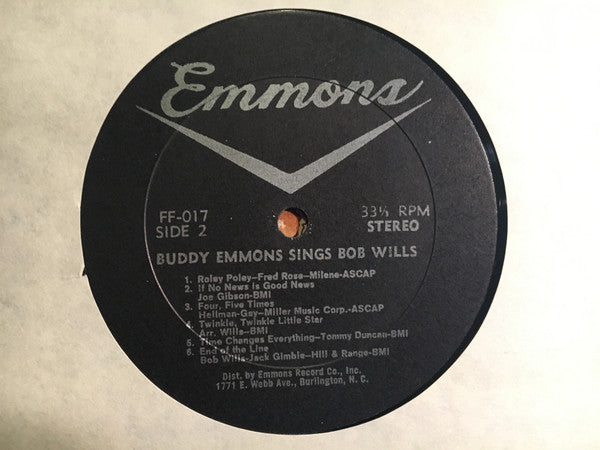 Buddy Emmons : Buddy Emmons Sings Bob Wills (LP, Album)