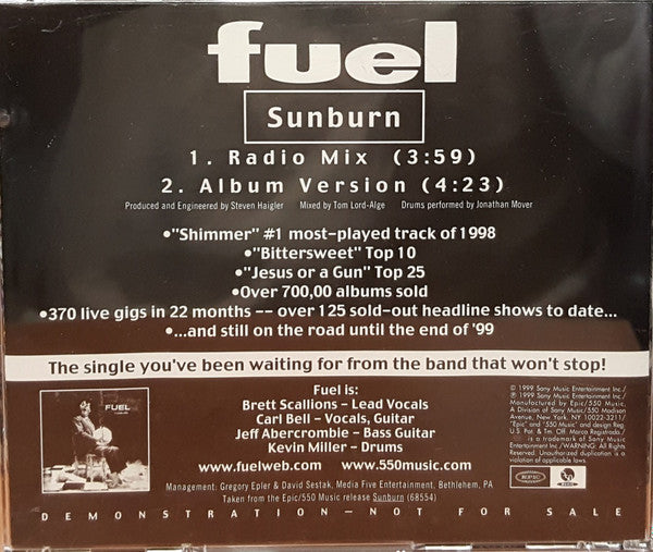 Fuel (3) : Sunburn (CD, Single, Promo)