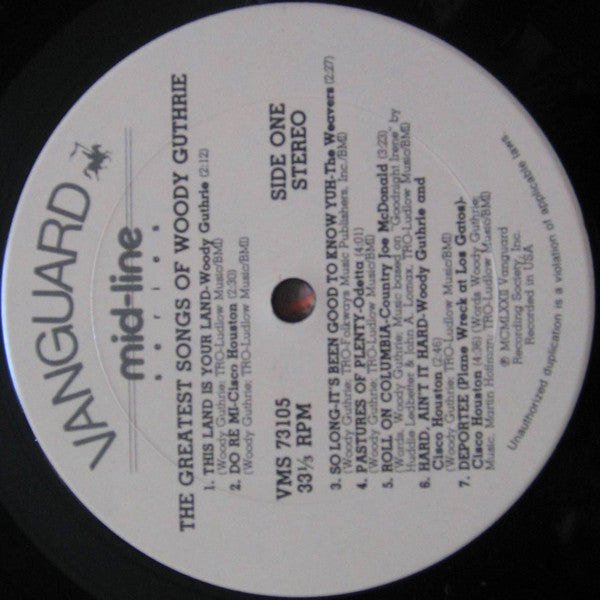 Various : The Greatest Songs Of Woody Guthrie (LP, Comp, RE)