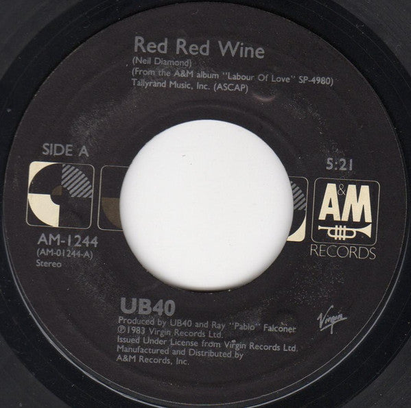 UB40 : Red Red Wine (7", Single, RE, Styrene, Car)