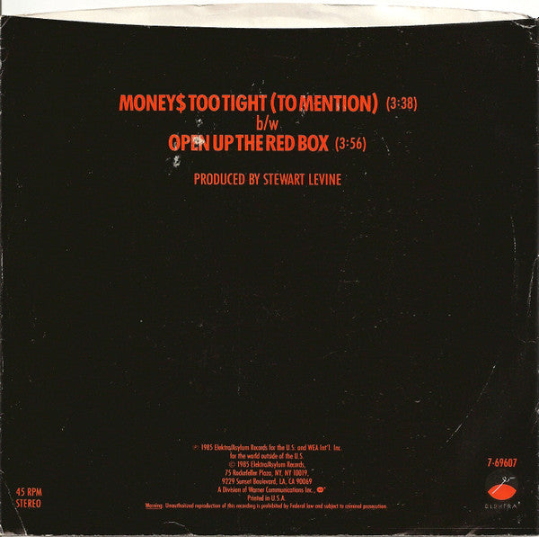 Simply Red : Money$ Too Tight (To Mention) (7", Single, Promo)