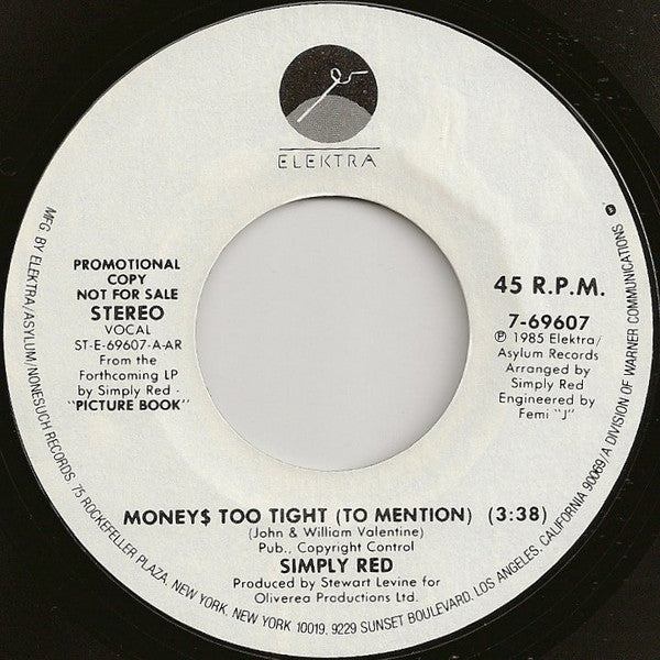 Simply Red : Money$ Too Tight (To Mention) (7", Single, Promo)