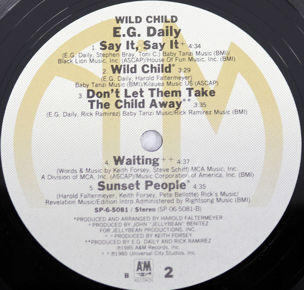 E.G. Daily : Wild Child (LP, Album, Ele)