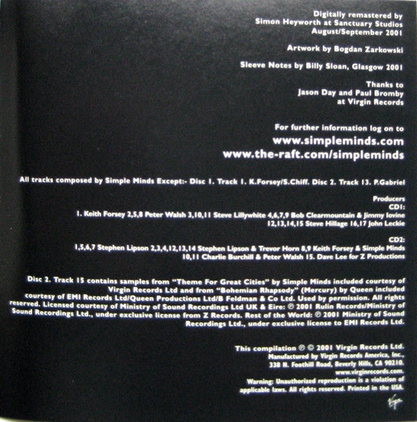 Simple Minds : The Best Of Simple Minds (2xCD, Comp, RM)