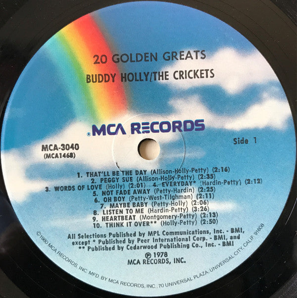 Buddy Holly / The Crickets (2) : 20 Golden Greats (LP, Comp, Pin)