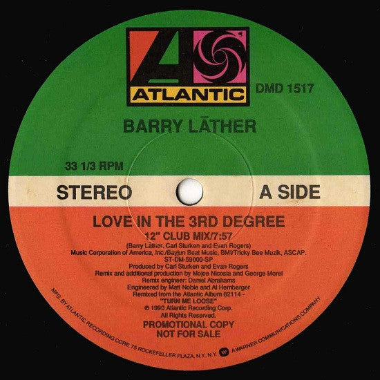 Barry Lather : Love In The 3rd Degree (12", Promo)