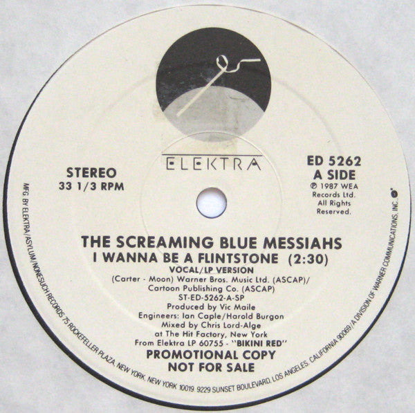 The Screaming Blue Messiahs : I Wanna Be A Flintstone (12", Promo)