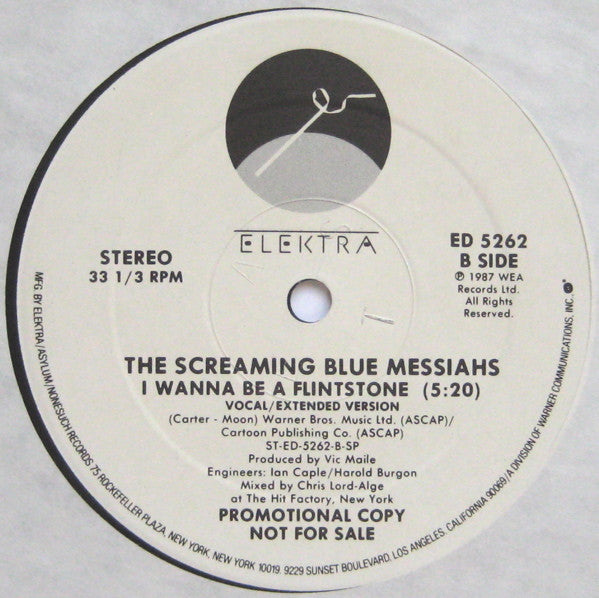 The Screaming Blue Messiahs : I Wanna Be A Flintstone (12", Promo)