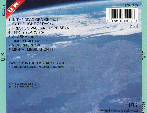 UK (3) : U.K. (CD, Album, RE)