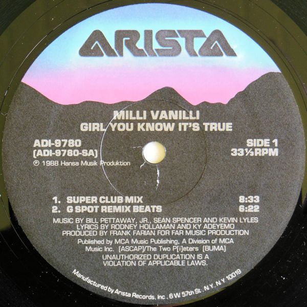 Milli Vanilli : Girl You Know It's True (12")
