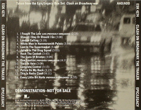 The Clash : Clash On Broadway: The Trailer (CD, Promo, Smplr)