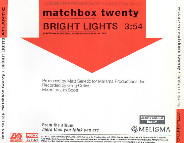 Matchbox Twenty : Bright Lights (CD, Single, Promo)