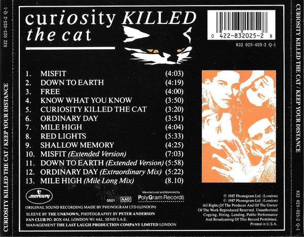 Curiosity Killed The Cat : Keep Your Distance (CD, Album, PDO)