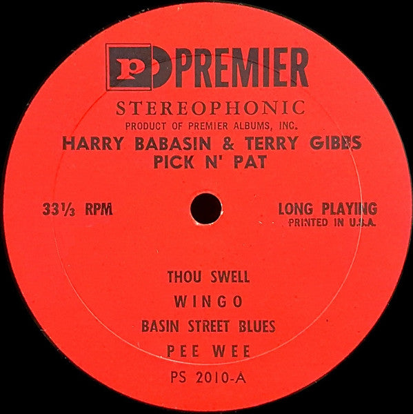 Harry Babasin & Terry Gibbs : Pick N' Pat (LP, Album, RE)