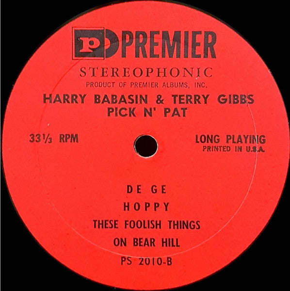 Harry Babasin & Terry Gibbs : Pick N' Pat (LP, Album, RE)