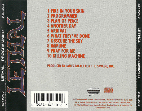 Lethal (13) : Programmed (CD, Album, RE)