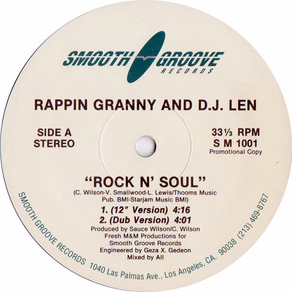 Rappin' Granny And D.J. Len : Rock N' Soul (12", Promo)